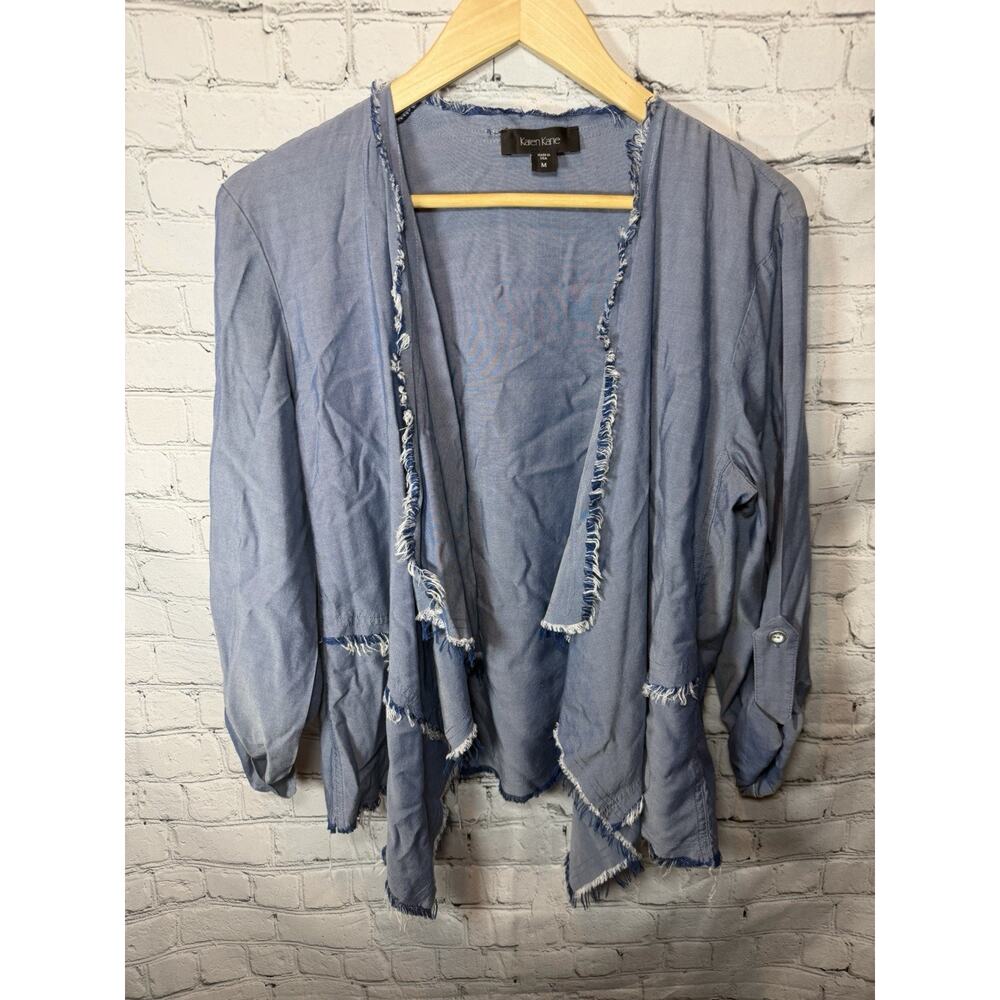 Karen Kane Tenecil Open Front Fringe Waterfall Cardigan Medium Boho‎ Western